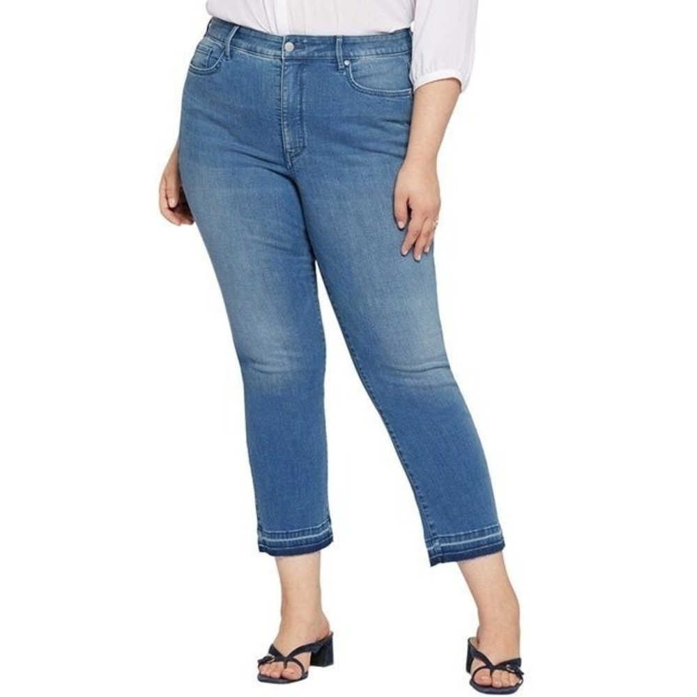 NYDJ Marilyn Ankle Release Hem Straight Jeans Womens 26W Medium Wash